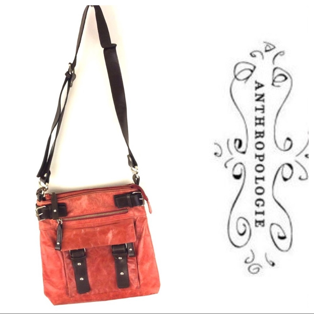 TANO orange leather Crossbody BAG anthropologie